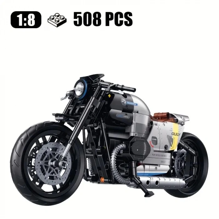 Teknik Motosiklet Yapım Seti 508 parça 1:8 Ölçekli 8+ yaş Model Kiti hediye yapı blok oyuncak seti