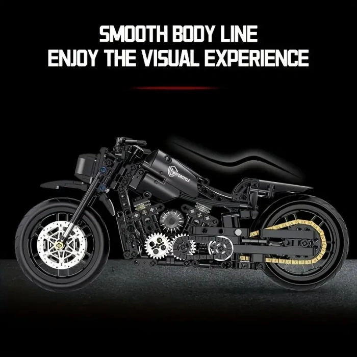 Teknik Motosiklet Yapım Seti 586 parça 1:8 Ölçekli Siyah 8+ yaş Model Kiti hediye yapı blok oyuncak seti