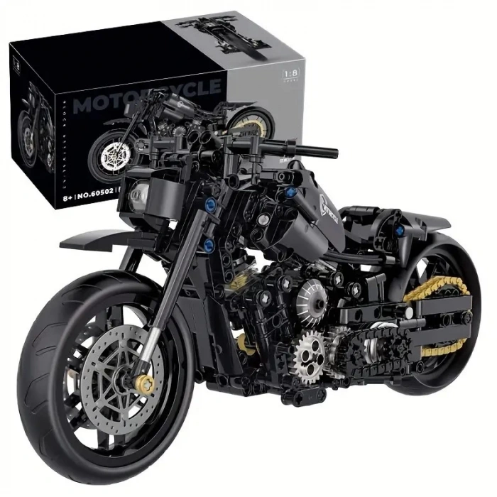 Teknik Motosiklet Yapım Seti 586 parça 1:8 Ölçekli Siyah 8+ yaş Model Kiti hediye yapı blok oyuncak seti