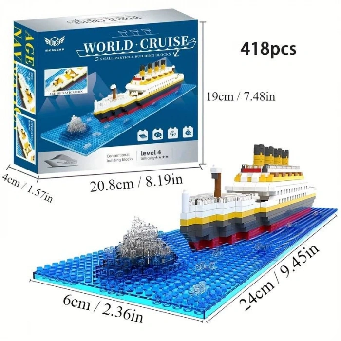 Titanic 3D Lego Micro Parçalar Küçük Boy 418 Parça 12+ YAŞ Puzzle Tekne Gemi Hediye