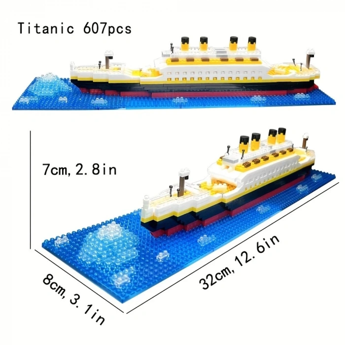 Titanic 3D Micro Parçalar Küçük Boy 607 Parça 12+ Yaş Puzzle Tekne Gemi Hediye