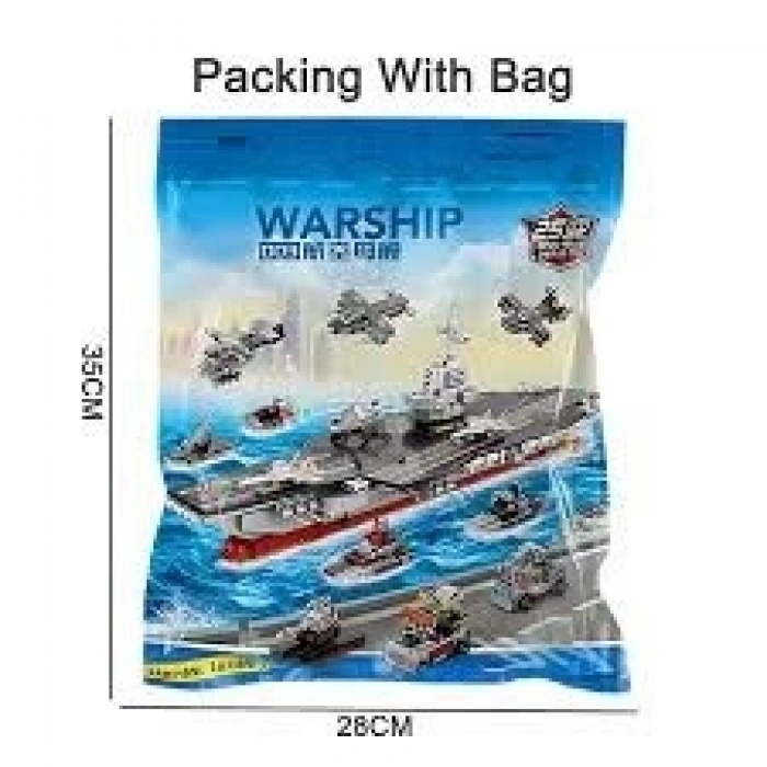 Uçak Gemisi Lego Yapı Blokları Seti 546 Parça 6-8 Yaş Donanma Savaş Gemisi Modeli Kit