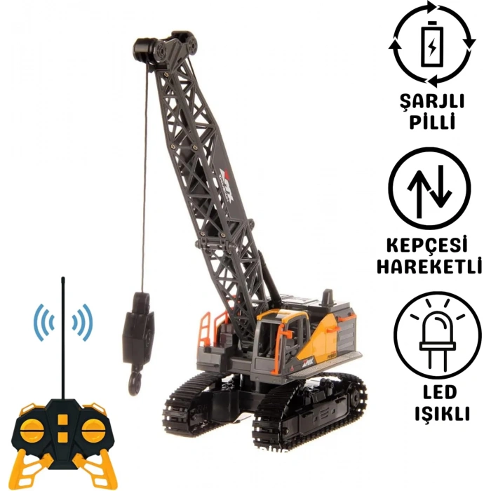 Uzaktan Kumandalı 40 MHz Tam Fonksiyonlu Rc İş Araçı Kule Vinç Led Işıklı ve Hareketli
