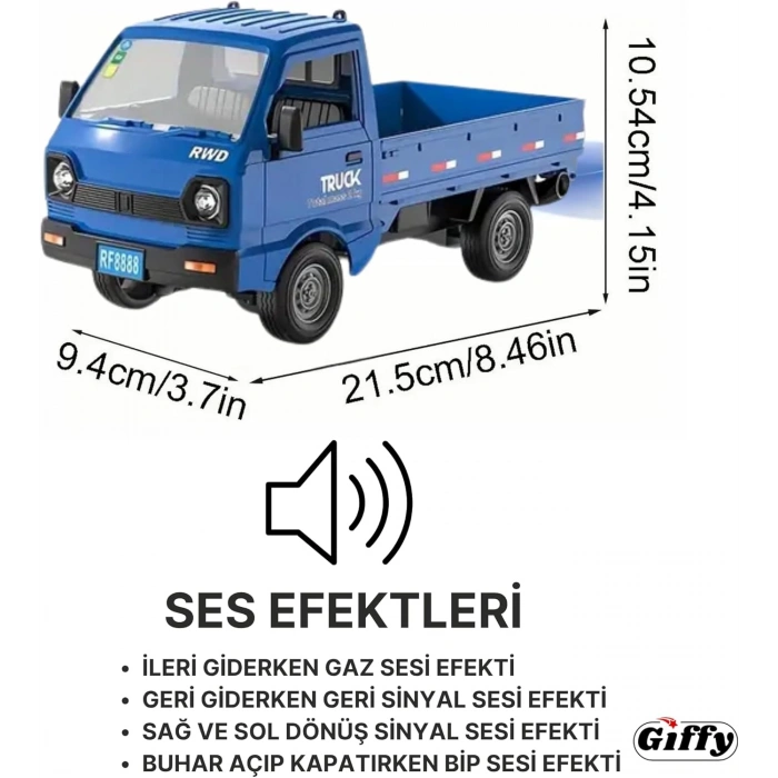 Uzaktan Kumandalı 2.4 Ghz RC Kamyonet Yük Taşıma Aracı Kapıları Açılabilen Sesli Işıklı Şarjlı