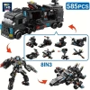 Şehir Özel Harekat 20.32 cm 3 Polis Karakolu Kamyon lego, Makine Helikopter Araba Figürleri, Eğitici Oyuncak 6 yaş 585 parça