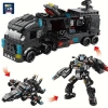 Şehir Özel Harekat 20.32 cm 3 Polis Karakolu Kamyon lego, Makine Helikopter Araba Figürleri, Eğitici Oyuncak 6 yaş 585 parça