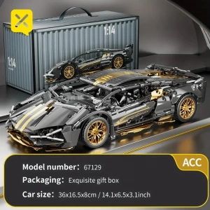 1300+ Parça 1:14 BUILDING BLOKS Spor Araba Yapı Blokları Seti 3D Montaj Modeli Kiti, Gençler & Yetişkinler İçin Mükemmel Hediye 14+ yaş