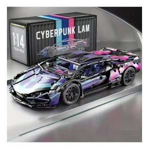 565 parça Cyberpunk Mor Cool 1:14 Ölçekli Spor Araba Yapı Blokları Seti 3D Montaj Modeli Kiti, Gençler & Yetişkinler İçin Mükemmel Hediye 6 + yaş