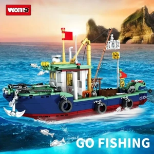 Balıkçı Teknesi Yapım Blokları Seti, Çocuklar için Eğitici Yapım Oyuncağı 582 Parça