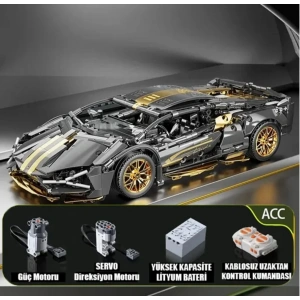 Çift Motorlu ve Kumandalı 1280 parça Lamborghini Sian 1:14 Ölçekli Spor Araba Yapı Blokları Seti 3D Montaj Modeli Kiti, Gençler & Yetişkinler İçin Mükemmel Hediye 14+ yaş