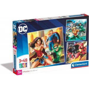 CLEMENTONI 25296 Super Kolor DC Justice League 3x48 Parça Puzzle