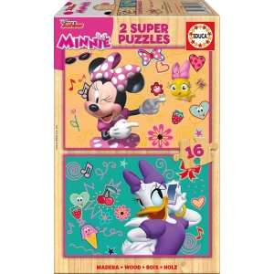 Educa Puzzle 2x16 Parça Minnie Happy Helpers Ahşap Puzzle 17623