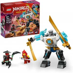 LEGO NINJAGO Zane’in Savaş Zırhı Mech’i 71827-6 Yaş ve Üzeri Çocuklar için 3 Minifigürlü Yaratıcı Oyuncak Yapım Seti, Doğum Günü Hediyesi (92 Parça)
