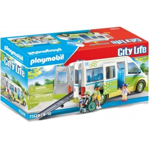 Playmobil City Life 71329 Okul Otobüsü, Sürgülü Kapılı Büyük Okul Otobüsü, Tekerlekli Sandalye İçin Katlanabilir Rampa ve 5 Figür İçin Yer, 4 Yaşından Büyük Çocuklar İçin Oyuncak