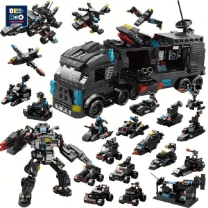 Şehir Özel Harekat 20.32 cm 3 Polis Karakolu Kamyon lego, Makine Helikopter Araba Figürleri, Eğitici Oyuncak 6 yaş 585 parça