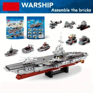 Uçak Gemisi Lego Yapı Blokları Seti 546 Parça 6-8 Yaş Donanma Savaş Gemisi Modeli Kit