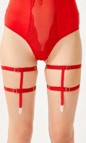 Red Adjustable Elastic Ring Detailed Leg Accessory