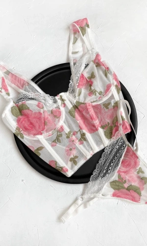 Pink Rose Bustier Set