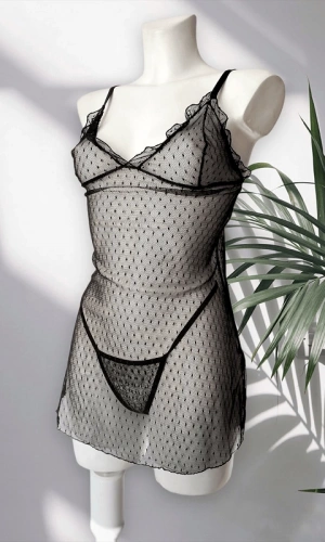 Transparent Polka Dot Nightgown