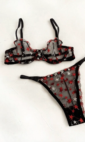 Star Embroidered Bra Set