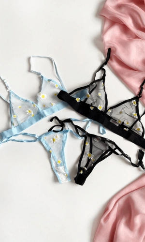 2li Avantaj Paket 4 Parça Papatya Baskılı Desteksiz Sütyen Takım (Gizli Gönderi)