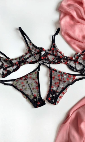 2li Avantaj Paket 4 Parça Yıldız İşlemeli Desteksiz Balenli Sütyen Takım (Gizli Gönderi)