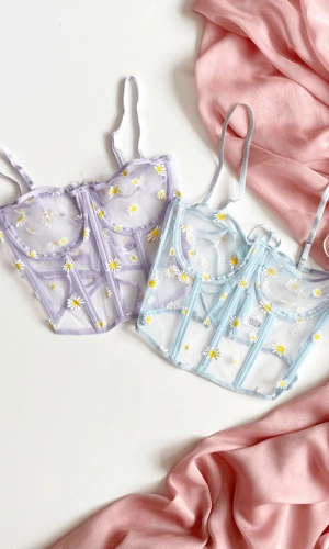 2li Papatya Baskılı Büstiyer Set