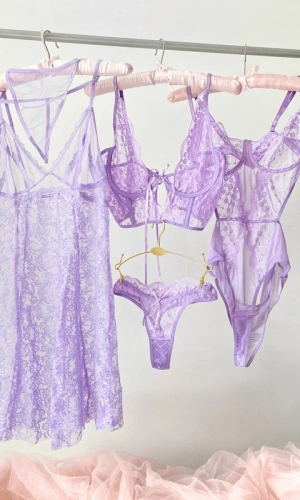 5 Parça Lila Dev Kombin