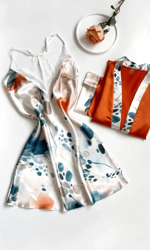 Patterned Satin Dressing Gown Set