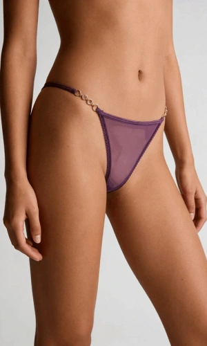 Mor Taş & Dantel Detaylı Tanga