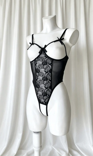 Siyah Özel Bölgesi Açık Dantel Detaylı Bodysuit