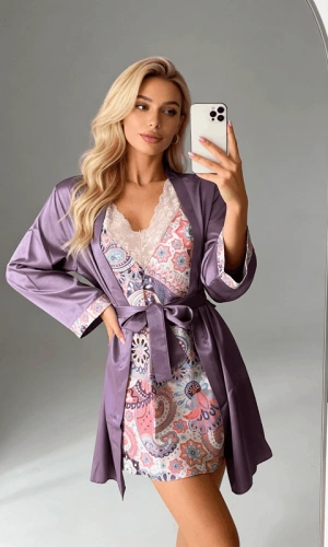 Satin Nightgown - Dressing Gown Set