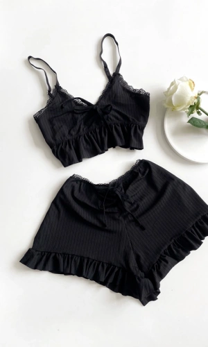 Askılı Crop Şortlu Takım