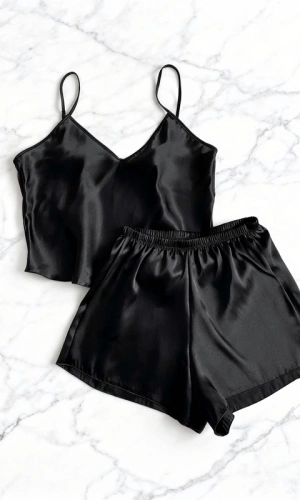 Askılı Saten Şortlu Takım