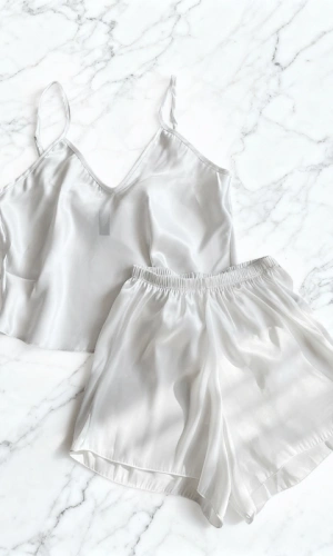 Askılı Saten Şortlu Takım