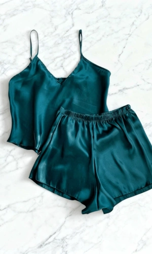 Askılı Saten Şortlu Takım