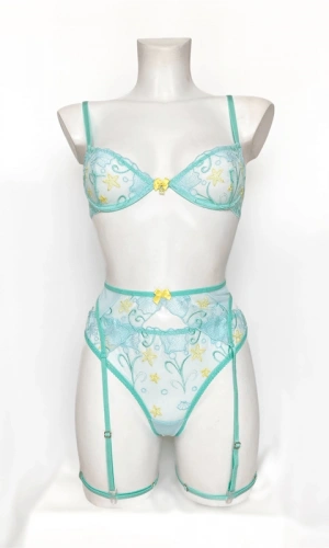 Bacak Aparatlı Yeşil Dantel Detaylı 5 Parça Jartiyer Takım