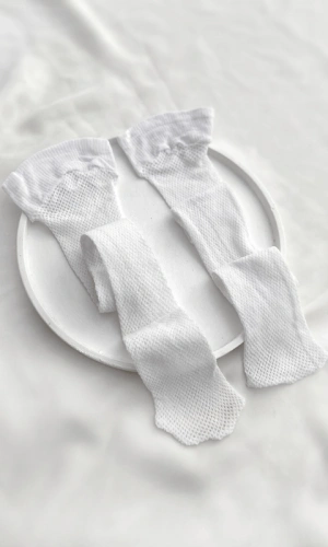 Beyaz File Jartiyer Çorap