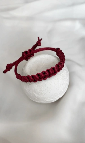 Bordo Makrome Örgü Bileklik