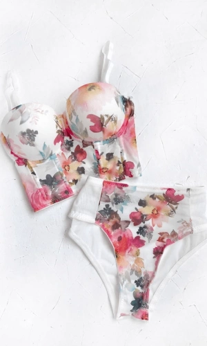 Floral Printed Bustier Set