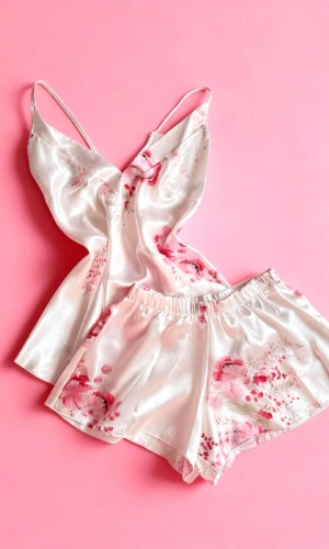 Çiçek Baskılı Yumuşak Saten Şortlu Takım