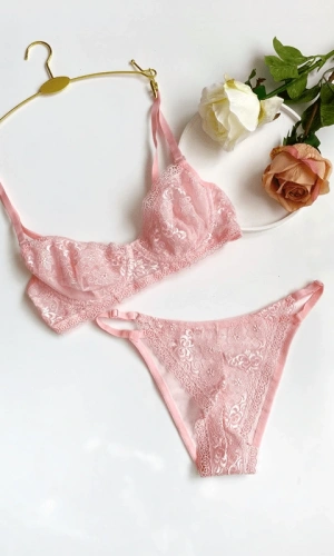 Flower Embroidered Bra Set