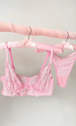 Flower Embroidered Bra Set