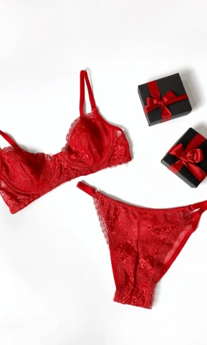 Çiçek İşlemeli Sütyen Takım