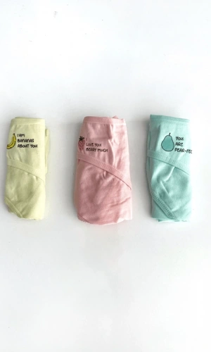 Çilek, Muz & Armut Desenli 3lü Pamuklu Slip