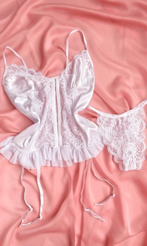 Dantel Detaylı Büstiyerli Jartiyer Takım