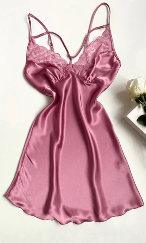 Satin Nightgown with Lace Detail