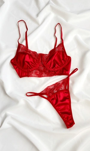 Dantel Detaylı Saten Sütyen Takım