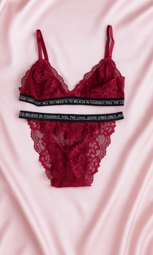 Lace Printed Bra Set