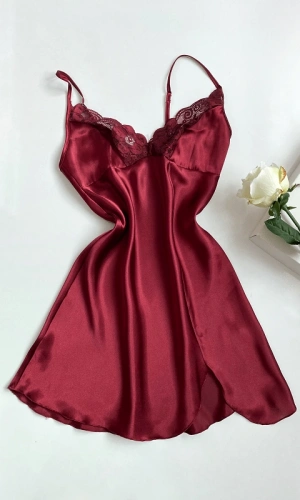 Satin Nightgown with Lace Detail